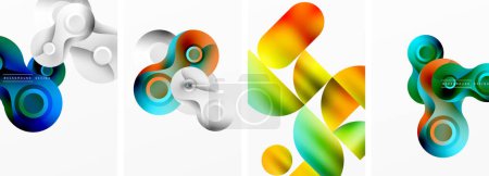 Ilustración de Círculos y burbujas abstractos carteles geométricos. Ilustración vectorial para fondo de pantalla, Banner, Fondo, Tarjeta, Ilustración de libros, landing page - Imagen libre de derechos