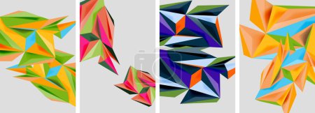 Illustration for Set of mosaic triangle pattern abstract posters. Vector illustration For Wallpaper, Banner, Background, Card, Book Illustration, landing page - Royalty Free Image