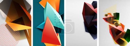 Ilustración de Trendy baja poli 3d triángulo formas y otros elementos geométricos diseños de fondo para el fondo de pantalla, tarjeta de visita, cubierta, cartel, pancarta, folleto, encabezado, sitio web - Imagen libre de derechos