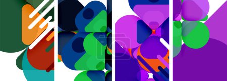 Téléchargez les illustrations : Compositions abstraites géométriques lumineuses colorées pour papier peint, carte de visite, couverture, affiche, bannière, brochure, en-tête, site Web - en licence libre de droit