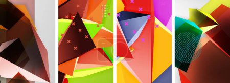 Illustration for Trendy low poly 3d triangle shapes and other geometric elements background designs for wallpaper, business card, cover, poster, banner, brochure, header, website - Royalty Free Image