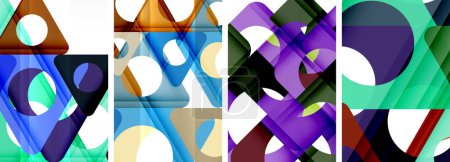Illustration for Abstract background set, showcasing a dynamic interplay of triangles. Fusion of modern design and geometric allure - Royalty Free Image