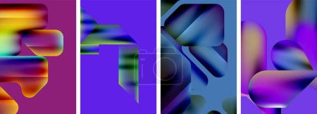 Ilustración de Conjunto de carteles geométricos abstractos. Fondos abstractos para el fondo de pantalla, tarjeta de visita, cubierta, cartel, pancarta, folleto, encabezado, sitio web - Imagen libre de derechos