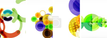 Téléchargez les illustrations : Ensemble de cercles géométriques affiches abstraites. Fonds d'écran abstraits pour papier peint, carte de visite, couverture, affiche, bannière, brochure, en-tête, site Web - en licence libre de droit