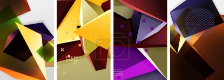 Ilustración de Trendy baja poli 3d triángulo formas y otros elementos geométricos diseños de fondo para el fondo de pantalla, tarjeta de visita, cubierta, cartel, pancarta, folleto, encabezado, sitio web - Imagen libre de derechos