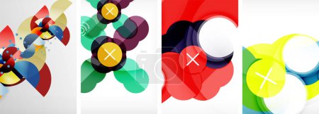 Illustration for Set of circles geometric abstract posters. Abstract backgrounds for wallpaper, business card, cover, poster, banner, brochure, header, website - Royalty Free Image