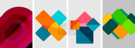 Photo for Set of geometric abstract poster backgrounds. Vector illustration For Wallpaper, Banner, Background, Card, Book Illustration, landing page - Royalty Free Image