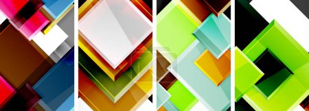 Ilustración de Juego de póster de composición cuadrada brillante de vidrio de color para papel pintado, tarjeta de visita, cubierta, póster, pancarta, folleto, encabezado, sitio web - Imagen libre de derechos