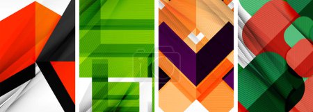 Ilustración de Conjunto de fondos de póster abstractos geométricos. Ilustración vectorial para fondo de pantalla, Banner, Fondo, Tarjeta, Ilustración de libros, landing page - Imagen libre de derechos