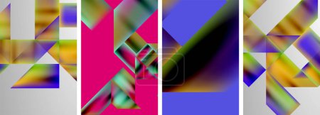 Ilustración de Conjunto de carteles geométricos abstractos. Fondos abstractos para el fondo de pantalla, tarjeta de visita, cubierta, cartel, pancarta, folleto, encabezado, sitio web - Imagen libre de derechos