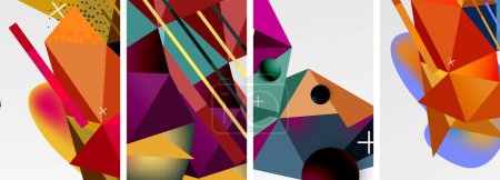 Illustration for Geometric elements in abstract poster composition set. Vector illustration For Wallpaper, Banner, Background, Card, Book Illustration, landing page - Royalty Free Image