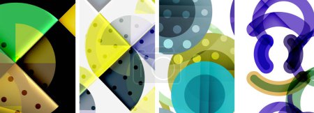 Illustration for Set of circles geometric abstract posters. Abstract backgrounds for wallpaper, business card, cover, poster, banner, brochure, header, website - Royalty Free Image