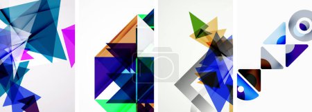 Ilustración de Conjunto de fondos de plantilla de cubierta de póster de triángulo colorido. Ilustración vectorial para fondo de pantalla, Banner, Fondo, Tarjeta, Ilustración de libros, landing page - Imagen libre de derechos