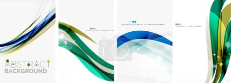 Illustration for Set of colorful wave posters. Vector illustration For Wallpaper, Banner, Background, Card, Book Illustration, landing page - Royalty Free Image