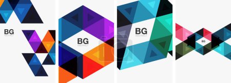 Ilustración de Carteles geométricos de triángulo colorido brillante - Imagen libre de derechos