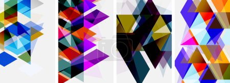 Illustration for Colorful bright triangles with various colors and transparencies. Vector illustration For Wallpaper, Banner, Background, Card, Book Illustration, landing page - Royalty Free Image