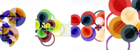 Ilustración de Mundo de elegancia geométrica con conjunto de póster círculo abstracto. Los círculos se entrelazan en una sinfonía de formas y colores, ofreciendo una fiesta visual contemporánea para su diseño - Imagen libre de derechos