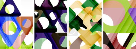Ilustración de Conjunto de fondo abstracto, mostrando una interacción dinámica de triángulos. Fusión de diseño moderno y encanto geométrico - Imagen libre de derechos