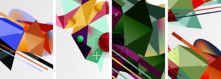 Illustration for Geometric elements in abstract poster composition set. Vector illustration For Wallpaper, Banner, Background, Card, Book Illustration, landing page - Royalty Free Image