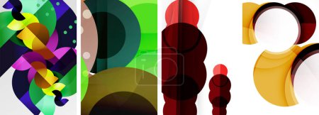Ilustración de Conjunto de círculos geométricos abstractos carteles. Fondos abstractos para el fondo de pantalla, tarjeta de visita, cubierta, cartel, pancarta, folleto, encabezado, sitio web - Imagen libre de derechos