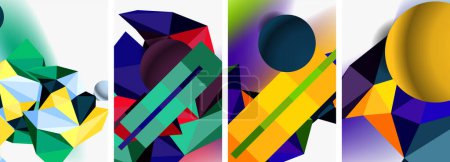 Ilustración de Conjunto de composición abstracta geométrica con esferas y triángulos. Ilustración vectorial para fondo de pantalla, Banner, Fondo, Tarjeta, Ilustración de libros, landing page - Imagen libre de derechos