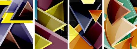 Ilustración de Conjunto de fondo de póster de composición triangular para papel pintado, tarjeta de visita, cubierta, póster, pancarta, folleto, encabezado, sitio web - Imagen libre de derechos