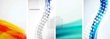 Ilustración de Conjunto de carteles de línea de onda móvil. Ilustración vectorial para fondo de pantalla, Banner, Fondo, Tarjeta, Ilustración de libros, landing page - Imagen libre de derechos