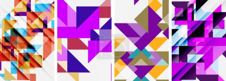 Set of colorful triangle poster cover template backgrounds. Vector illustration For Wallpaper, Banner, Background, Card, Book Illustration, landing page