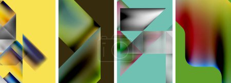 Téléchargez les illustrations : Ensemble d'affiches géométriques abstraites. Fonds d'écran abstraits pour papier peint, carte de visite, couverture, affiche, bannière, brochure, en-tête, site Web - en licence libre de droit