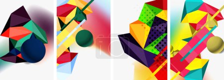 Téléchargez les illustrations : Sphère 3d et design 3D low poly triangle. Illustration vectorielle pour papier peint, bannière, fond, carte, illustration de livre, page de destination - en licence libre de droit