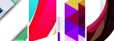 Illustration for Sleek geometric abstract backgrounds composed of circles, lines, and triangles, exuding minimalist sophistication for wallpaper, business card, cover, poster, banner, brochure, header, website - Royalty Free Image