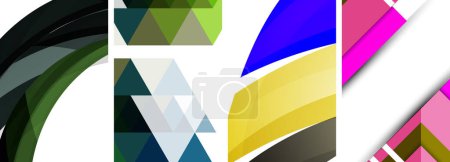 Ilustración de Elegantes fondos abstractos geométricos compuestos de círculos, líneas y triángulos, exudando sofisticación minimalista para el papel pintado, tarjeta de visita, cubierta, póster, pancarta, folleto, encabezado, sitio web - Imagen libre de derechos