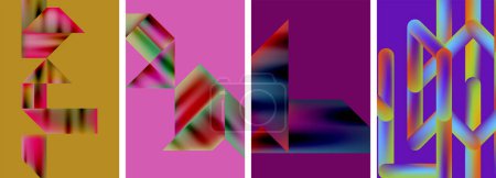 Illustration for Set of abstract geometric posters. Abstract backgrounds for wallpaper, business card, cover, poster, banner, brochure, header, website - Royalty Free Image