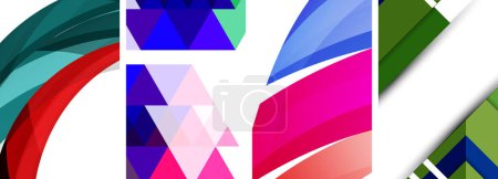 Ilustración de Elegantes fondos abstractos geométricos compuestos de círculos, líneas y triángulos, exudando sofisticación minimalista para el papel pintado, tarjeta de visita, cubierta, póster, pancarta, folleto, encabezado, sitio web - Imagen libre de derechos