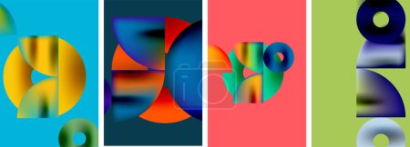 Ilustración de Círculos y triángulos con colores degradados de colores brillantes. Ilustración vectorial para fondo de pantalla, Banner, Fondo, Tarjeta, Ilustración de libros - Imagen libre de derechos