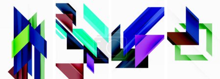 Illustration for Bright colorful geometric abstract poster background set - Royalty Free Image