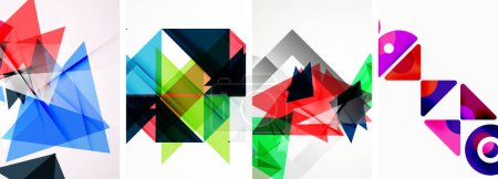 Illustration for Set of abstract random triangle composition backgrounds. Vector illustration for for wallpaper, business card, cover, poster, banner, brochure, header, website - Royalty Free Image