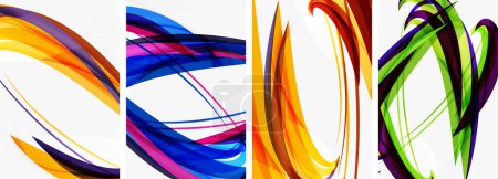 Illustration for Colorful wave lines poster set for wallpaper, business card, cover, poster, banner, brochure, header, website - Royalty Free Image