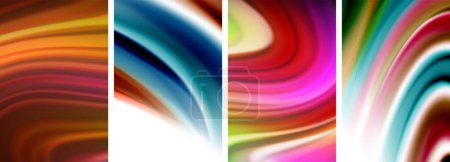 Ilustración de Juego de póster de ondas de color líquido para papel pintado, tarjeta de visita, cubierta, póster, pancarta, folleto, encabezado, sitio web - Imagen libre de derechos