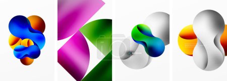 Ilustración de Círculos y burbujas abstractos carteles geométricos. Ilustración vectorial para fondo de pantalla, Banner, Fondo, Tarjeta, Ilustración de libros, landing page - Imagen libre de derechos