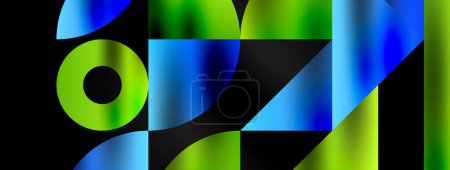 Ilustración de Disposición artística de triángulos, líneas y elementos circulares en un patrón de mosaico geométrico fascinante, que ofrece una composición visualmente dinámica y cautivadora - Imagen libre de derechos