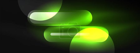 Ilustración de El diseño abstracto pulsa con efectos de luz brillante de neón, arrojando un brillo fascinante en la oscuridad, cautivando al ojo con su energía vibrante. Círculos de vidrio neón efectos de luz brillante - Imagen libre de derechos