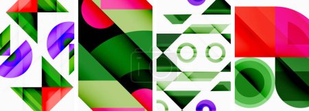 Ilustración de Brillante colorido geométrico abstracto cartel fondo conjunto - Imagen libre de derechos