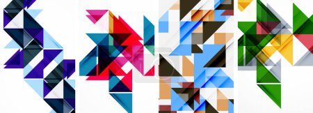 Set von bunten Dreieck-Poster-Cover-Vorlage Hintergründe. Vektor-Illustration für Wallpaper, Banner, Hintergrund, Karte, Buchillustration, Landing Page