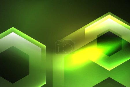 Illustration for Arrow hexagon neon light glowing shapes background. Vector illustration For Wallpaper, Banner, Background, Card, Book Illustration, landing page - Royalty Free Image