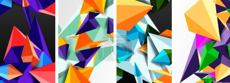 Conjunto de pósters de conceptos abstractos triangulares con diseños geométricos mínimos