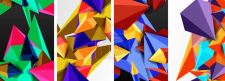 Illustration for Triangle abstract concepts poster set with geometric minimal designs - Royalty Free Image