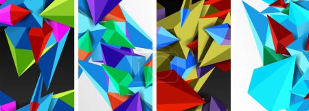 Ilustración de Mosaico triángulos cartel geométrico abstracto fondo conjunto - Imagen libre de derechos