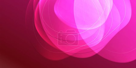 Ilustración de Coloridas formas fluidas transparentes con fondo geométrico de efecto brillante. Formas redondas de líneas onduladas. Ilustración vectorial para fondo de pantalla, Banner, Fondo, Tarjeta, Ilustración de libros, landing page - Imagen libre de derechos