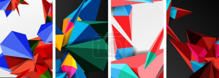 Ilustración de Mosaico triángulos cartel geométrico abstracto fondo conjunto - Imagen libre de derechos